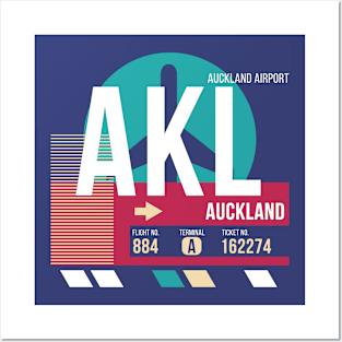 Auckland (AKL) New Zealand Airport Code Baggage Tag E Posters and Art